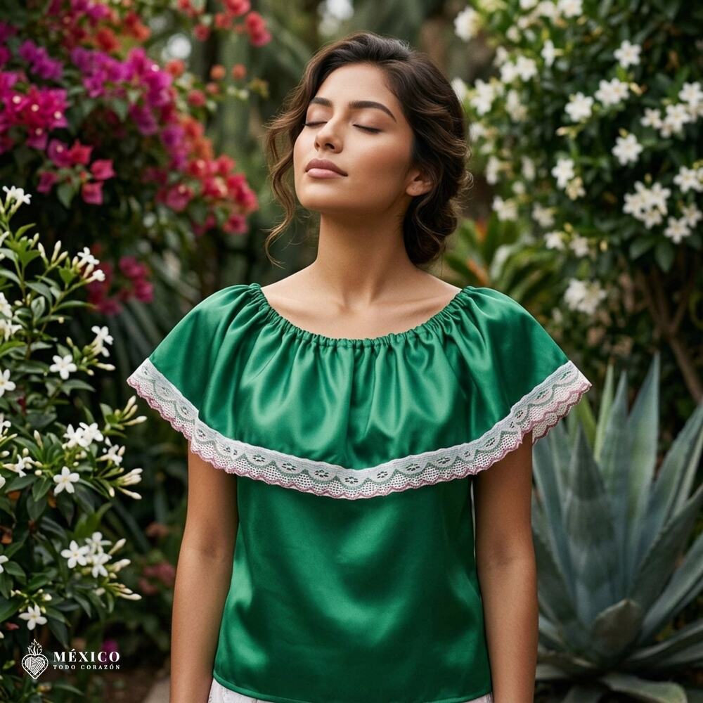 Traditional Mexican Off-the-Shoulder Peasant Blouse – Ruffle Top